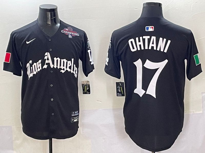 Men Los Angeles Dodgers #17 Ohtani Black Five generations Joint Name 2025 Nike MLB Jersey style 6->los angeles dodgers->MLB Jersey
